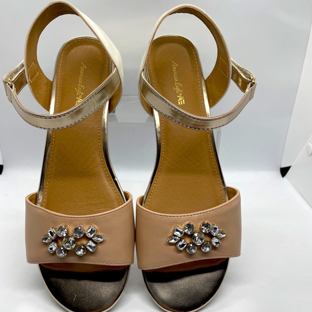 AE sz5 heel sandals rose gold W/Embellishments